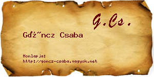 Göncz Csaba névjegykártya